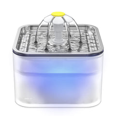 Wonder Creature cat water fountain with stainless-steel lid shows durable hygiene and easy cleaning.
