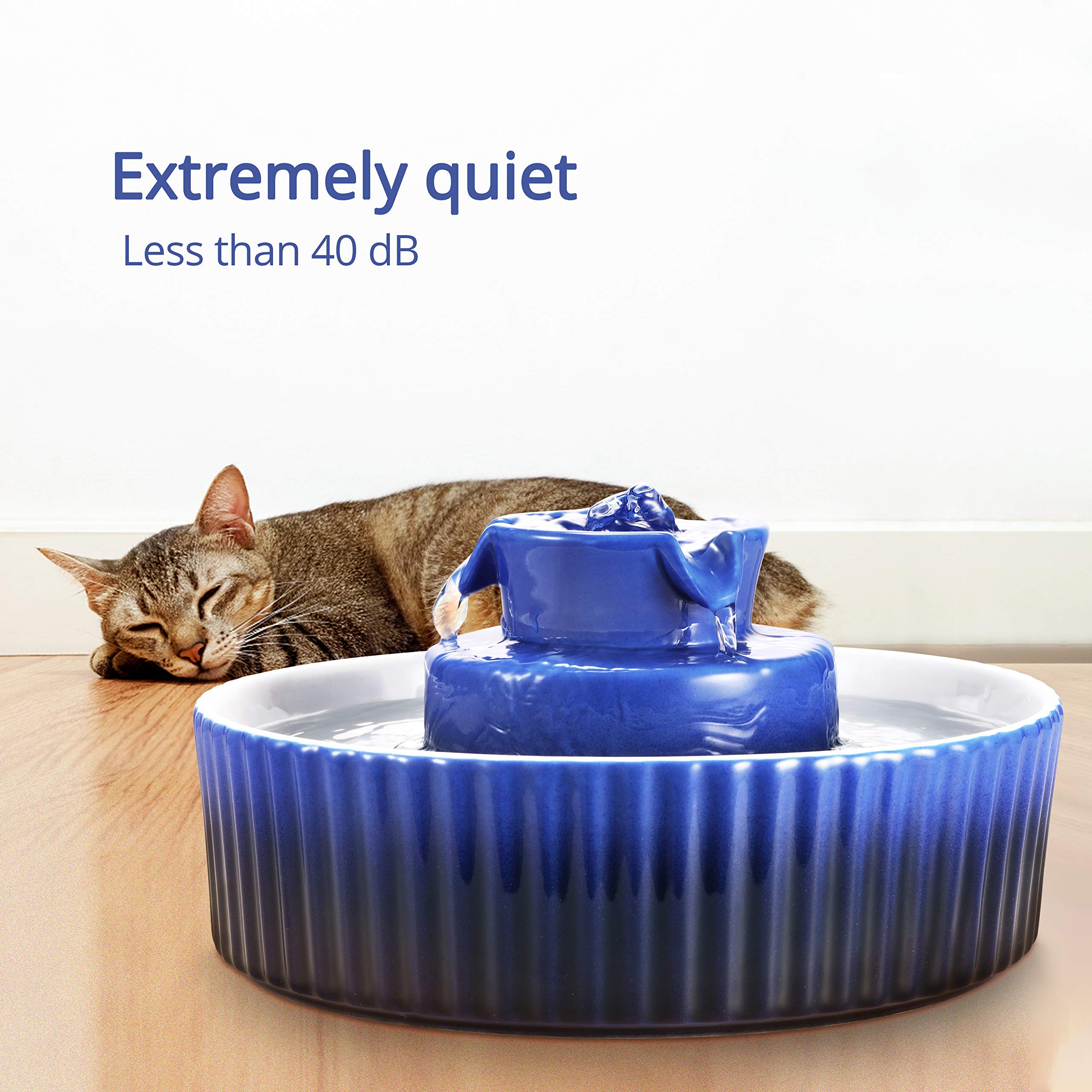 Wonder Creature ceramic cat water fountain closeup shows smooth porcelain surface for easy cleaning.