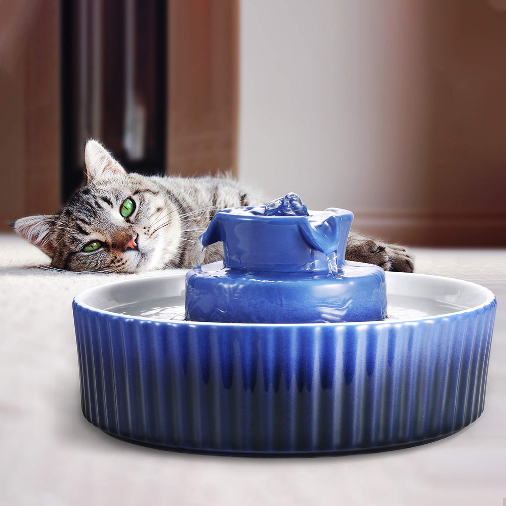Wonder Creature ceramic cat water fountain indoor design complements home decor.