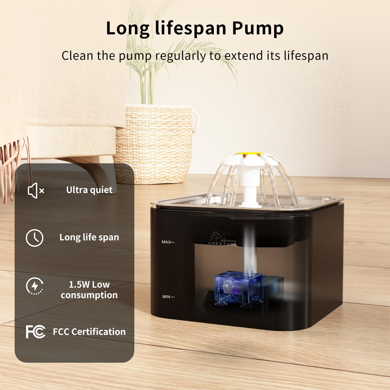 Two-stage filtration keeps debris and impurities out of water.