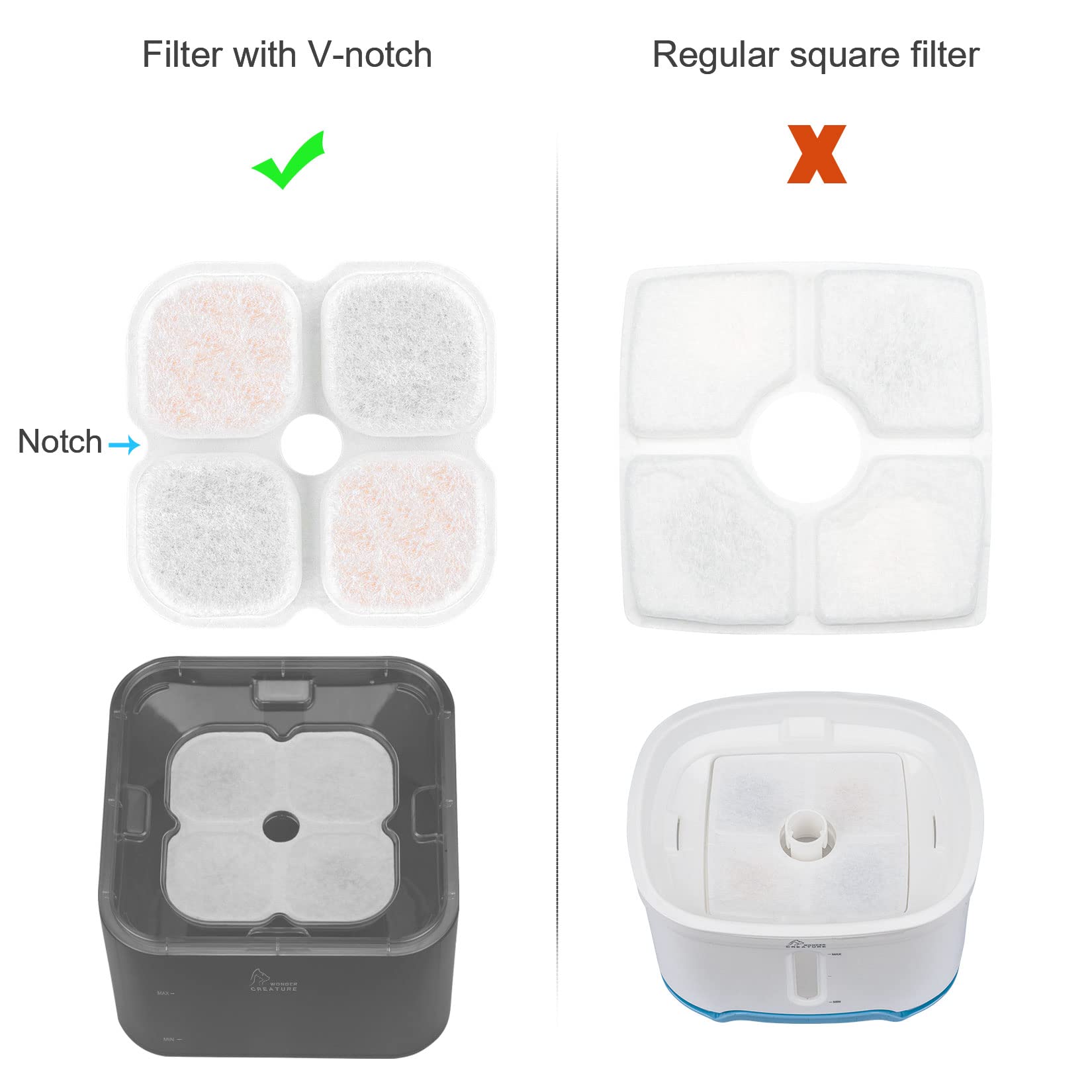 Wonder Creature Crystal Cat Water Fountain LED light adds ambience and night-time visibility.