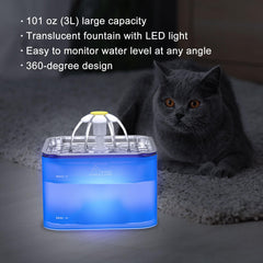 Wonder Creature Crystal Cat Water Fountain LED light—low-profile glow creates ambient room lighting.