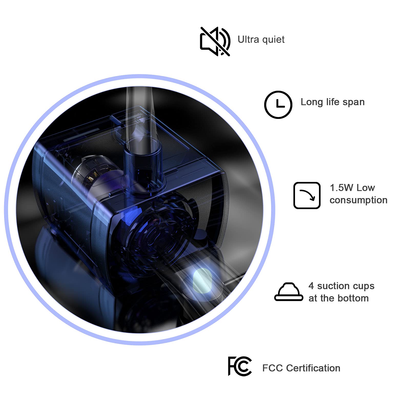 Wonder Creature Crystal Cat Water Fountain transparent base for quick water level checks.