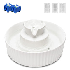 Wonder Creature Cupcake cat fountain front view highlights elegant ceramic design for indoor use.