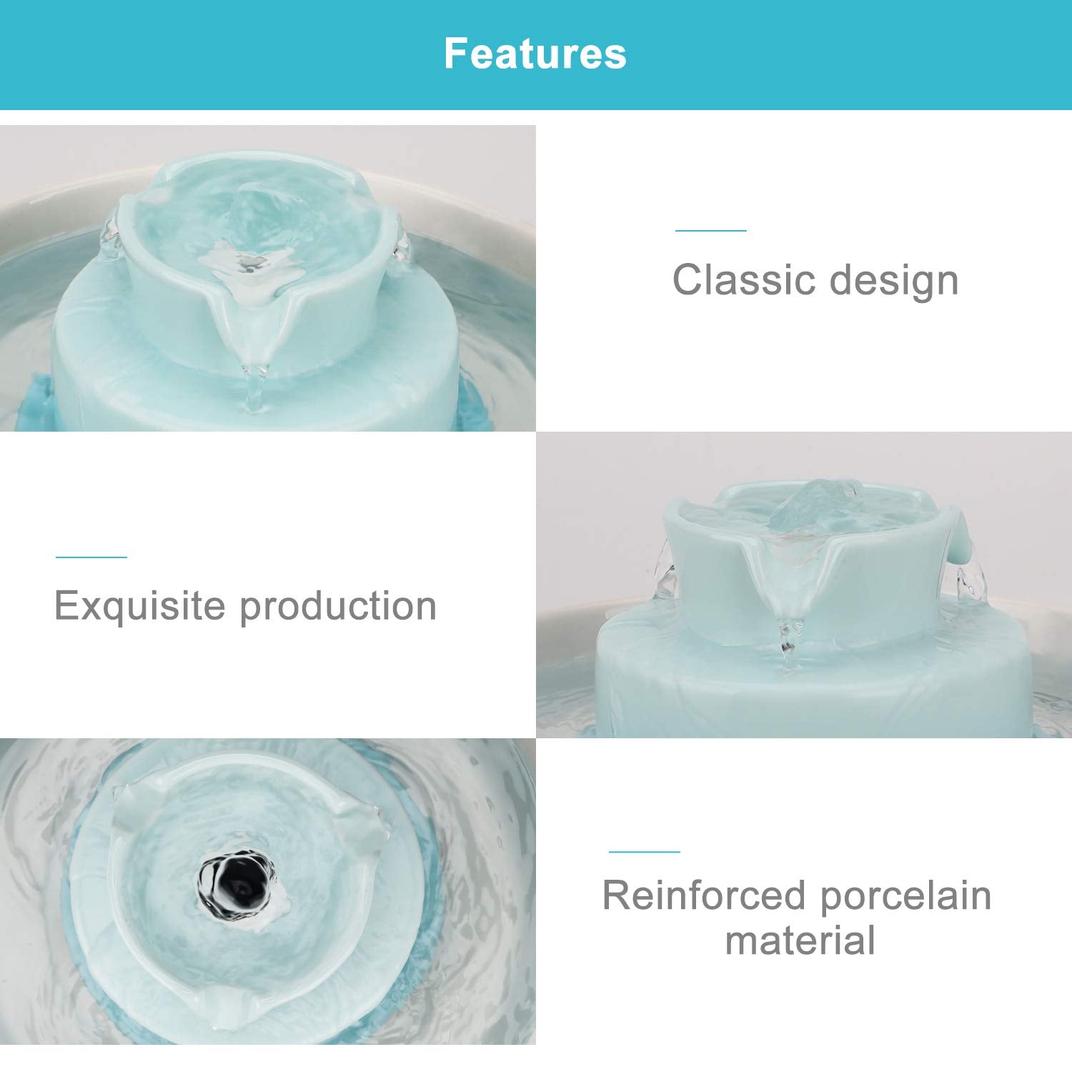 Wonder Creature Cupcake fountain pumps close-up shows dual ultra-quiet performance.