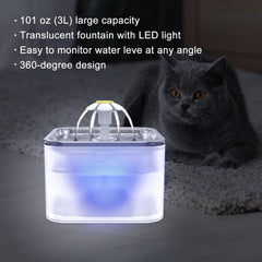 Wonder Creature water fountain with LED light adds ambient nighttime glow.