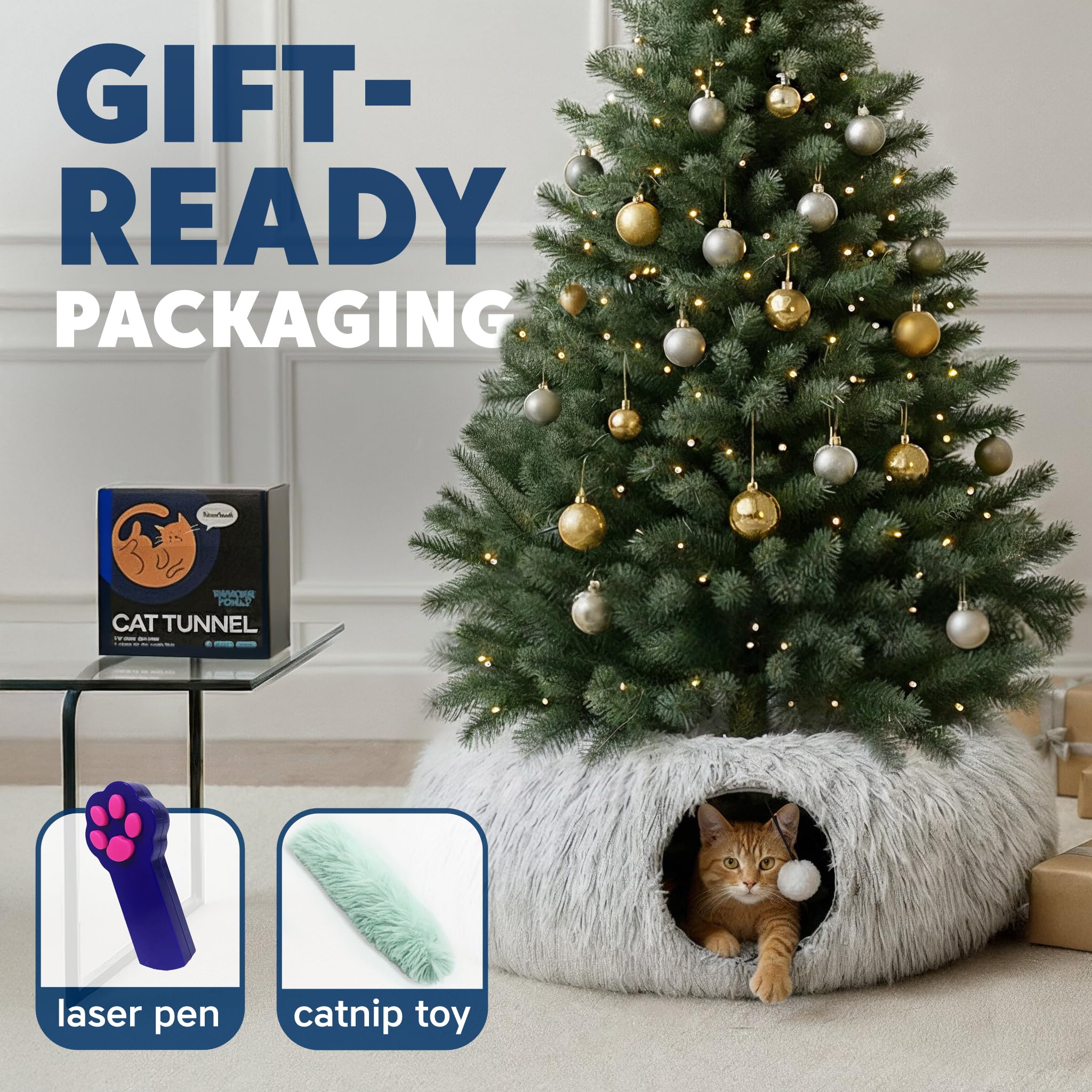 Wonder Family Cat Donut Tunnel Bed arrives as a cozy gift under the tree.