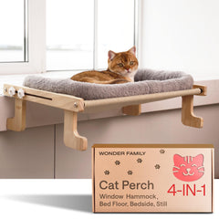 Wonder Family cat window perch 4-in-1 on sunlit sill enhances lounging