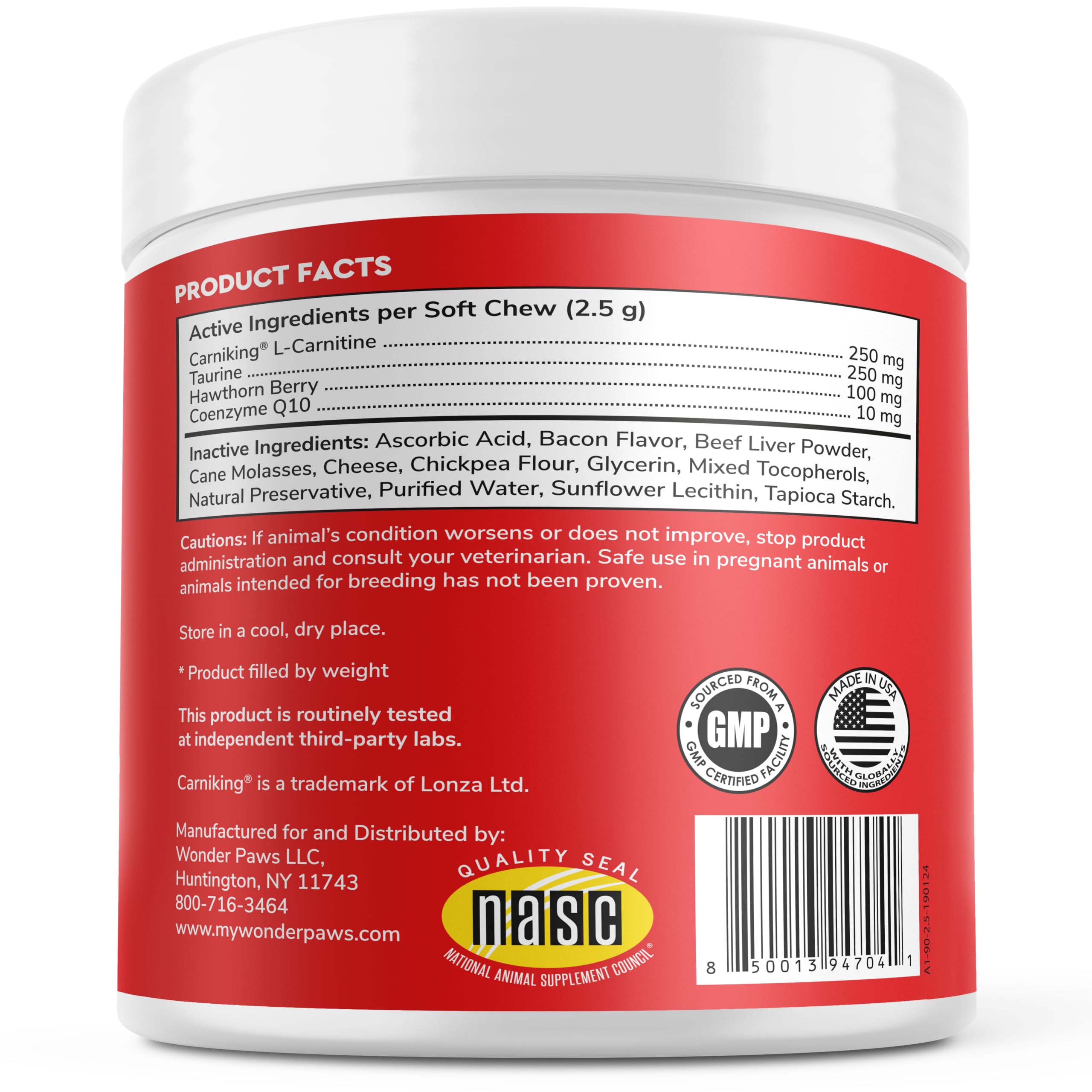 Wonder Paws Cardio Chews soft chews bacon flavor appeal to dogs.
