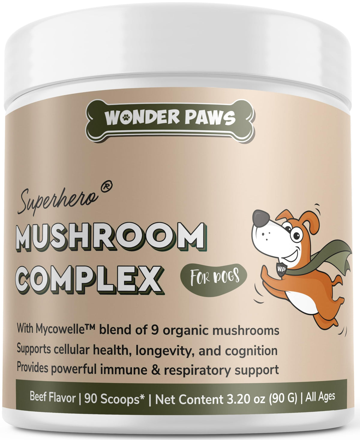 Wonder Paws immune powder sprinkled into dog food bowl for daily immune support
