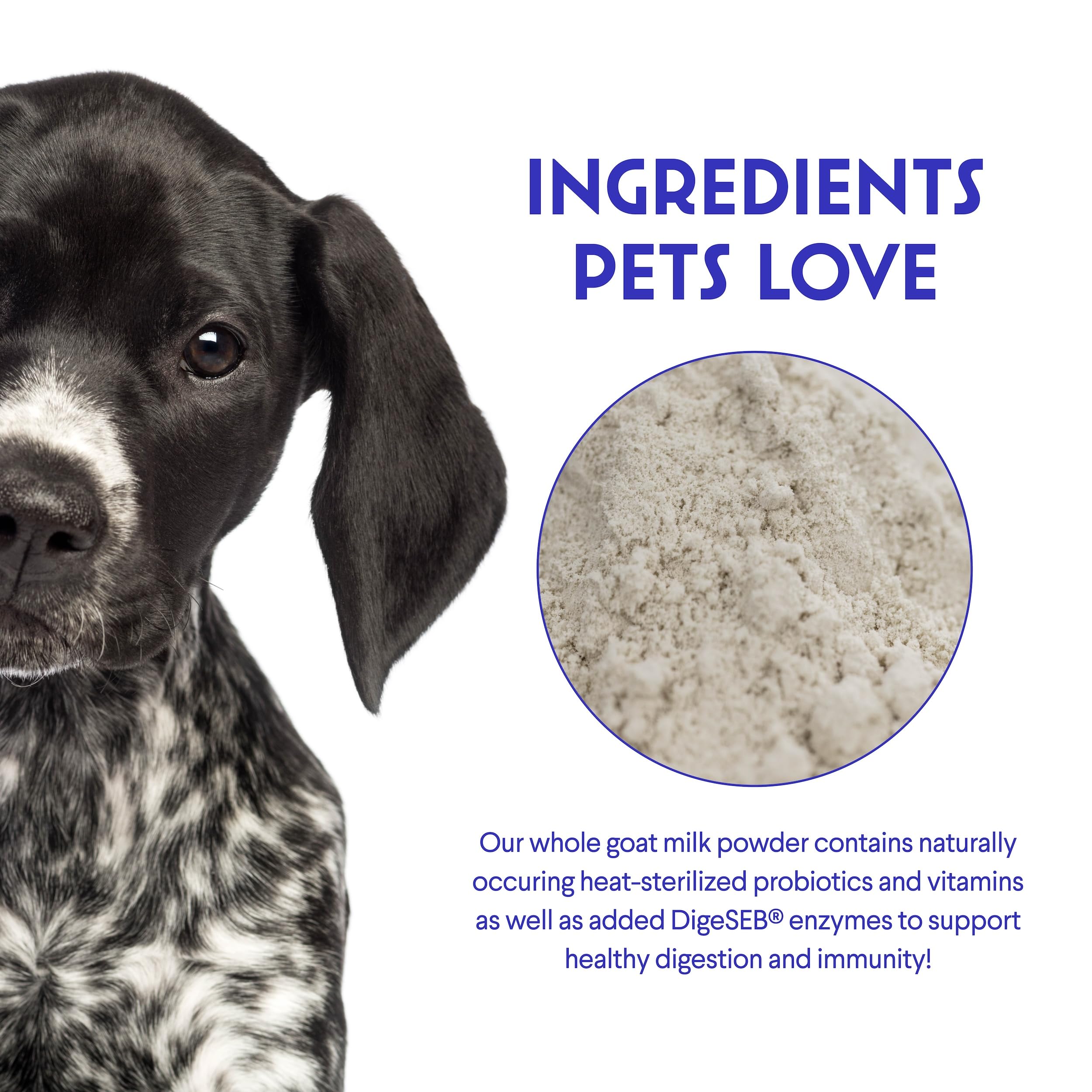 Wonder Paws NASC-certified goat milk powder product label for quality