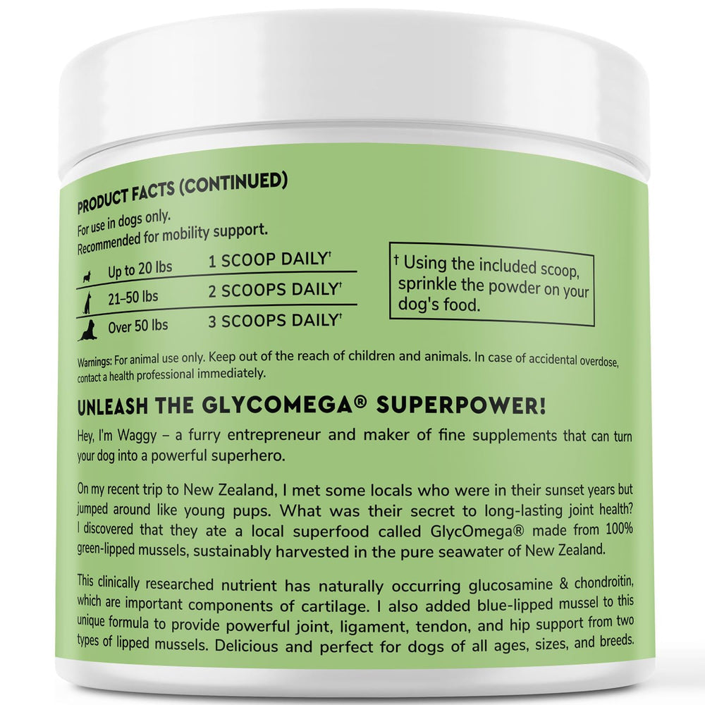 Wonder Paws prime ingredients from pristine waters support ligaments and tendons