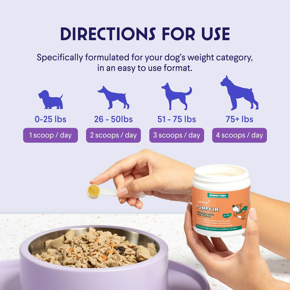 Wonder Paws pumpkin with digestive enzymes for gentle gut balance.
