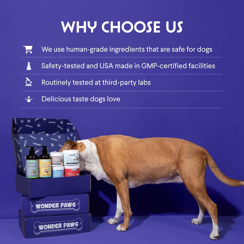 Wonder Paws NASC-certified pumpkin powder label for quality.