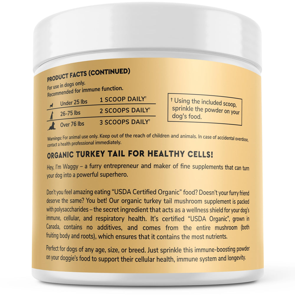 Wonder Paws ready-to-serve turkey tail powder added to a meal.