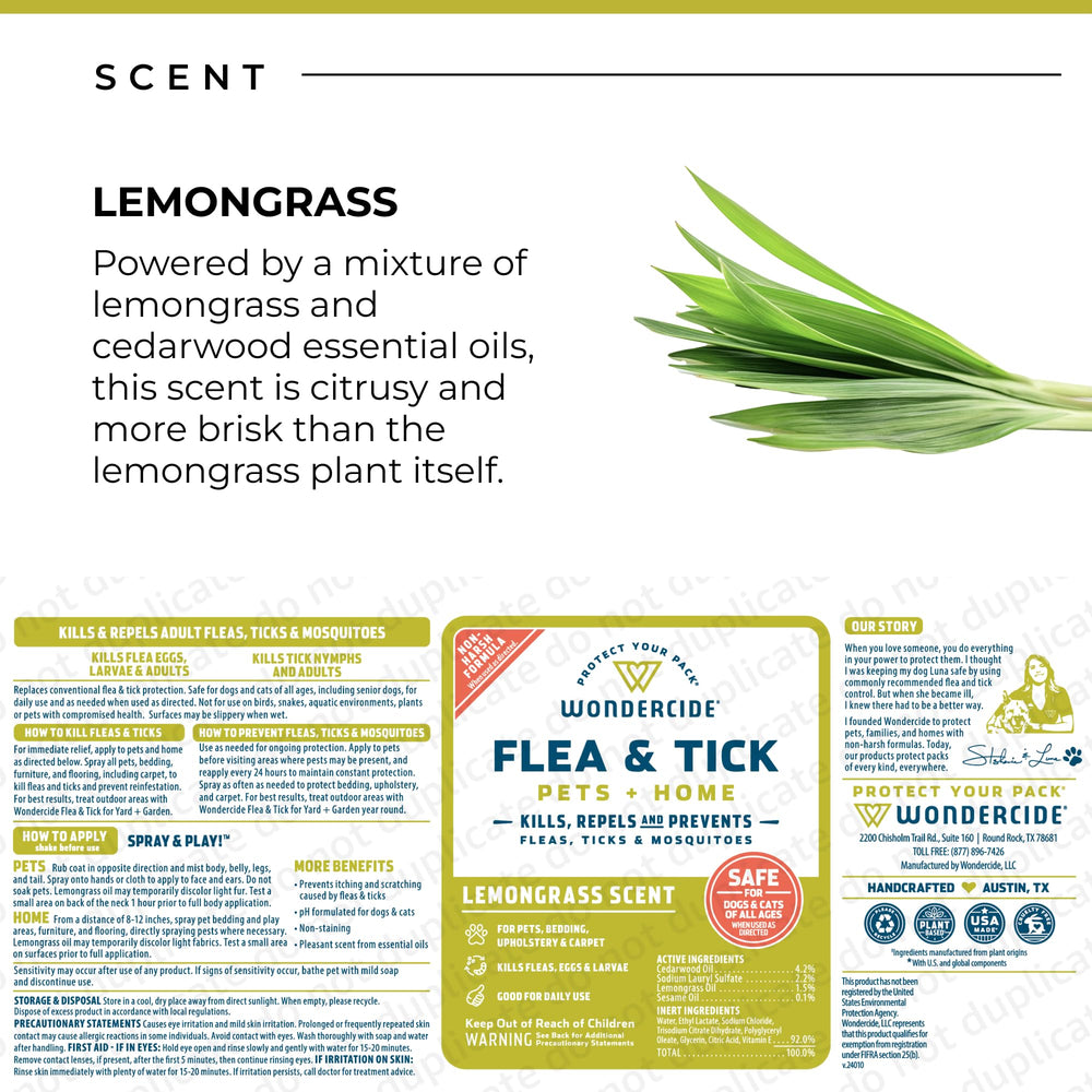 Wondercide Lemongrass scent close-up highlighting natural essential oils.