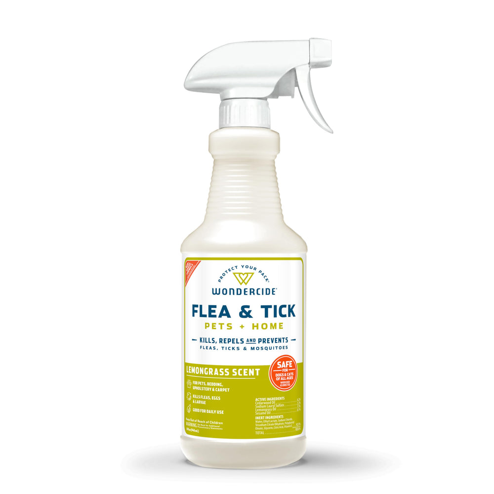 Wondercide lemongrass spray bottle ready for pest control at home