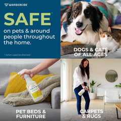 Wondercide lemongrass spray in kennels and cat condos for pet environments