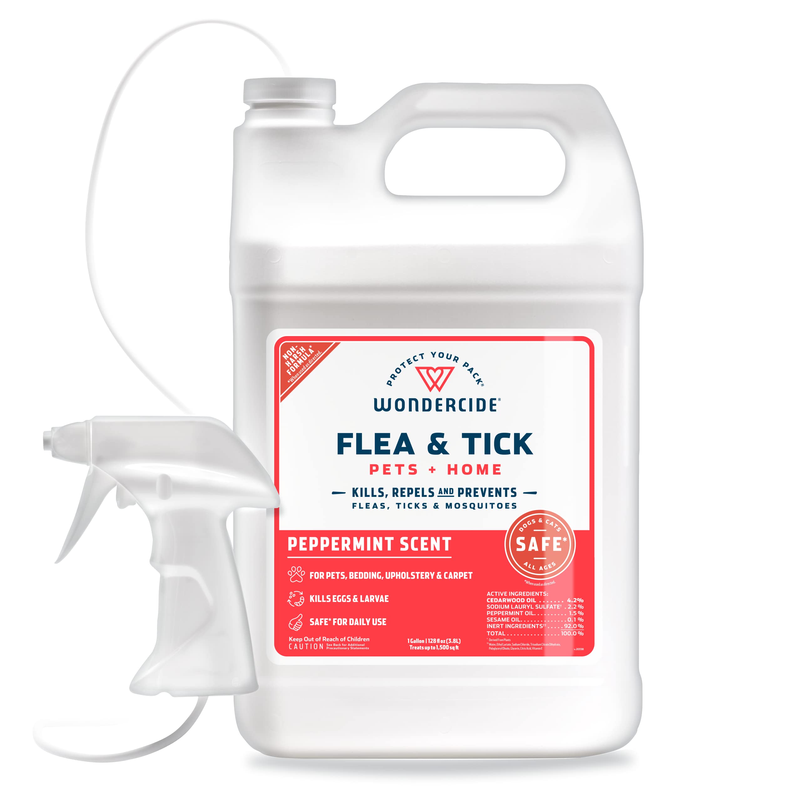Wondercide peppermint spray bottle demonstrates natural pest control for pets and home.