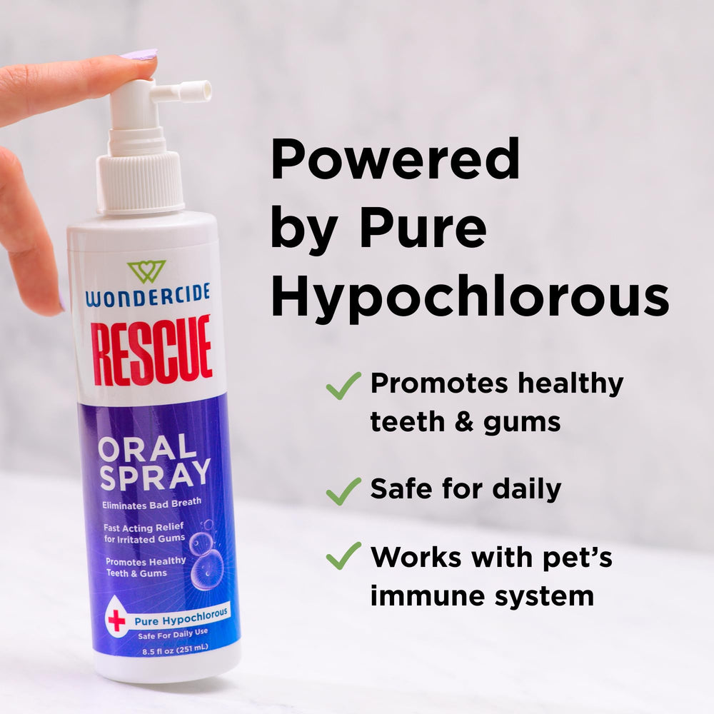 Wondercide Rescue 3-ingredient formula shielded by salt, water, electricity for purity.