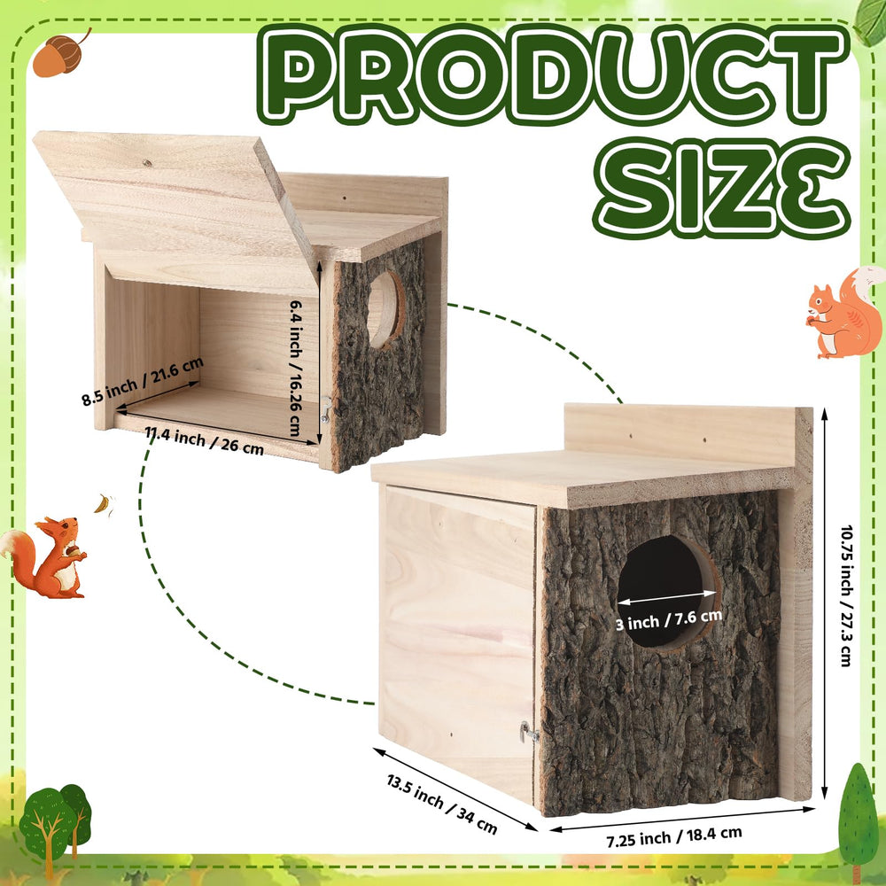 Wonderjune squirrel nesting box side view with mounting holes; easy tree installation