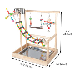 Wondwo parakeet stand with ladders and swing provides engaging climbing activity.
