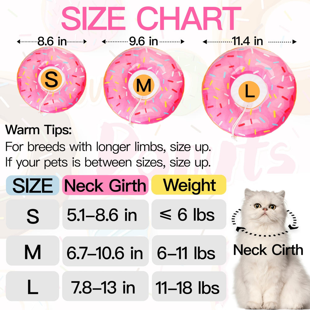 WONONE cat donut collar on cat shows soft fabric for comfort
