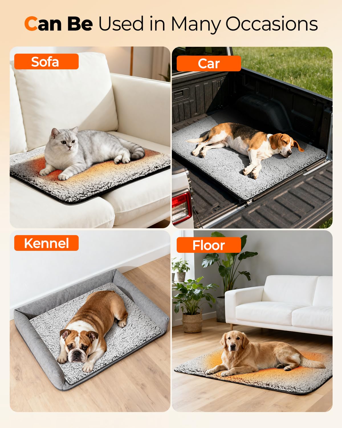 WONONE self-warming pad is available in three sizes to fit crates or sofas.