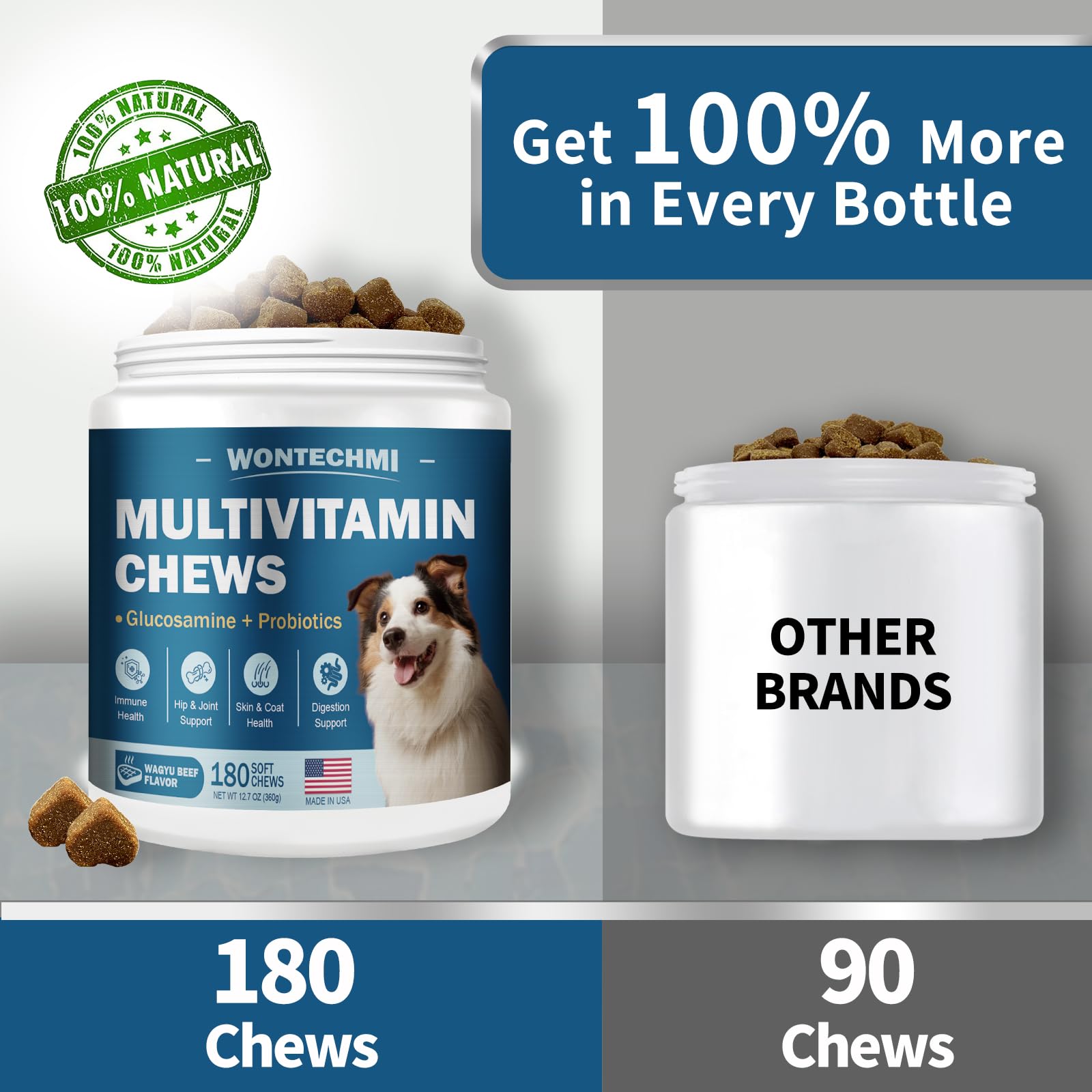 WONTECHMI krill oil enriched chews for skin and coat vitality