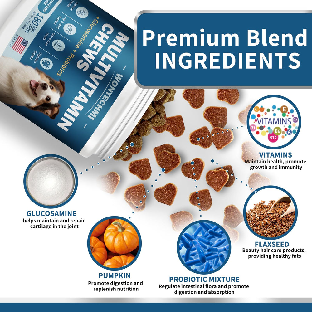 WONTECHMI probiotic dog chew with 1B CFU and pumpkin for digestion