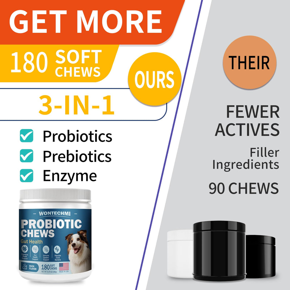 WONTECHMI Probiotics for Dogs addressing itchy skin and ears with potential allergy relief.
