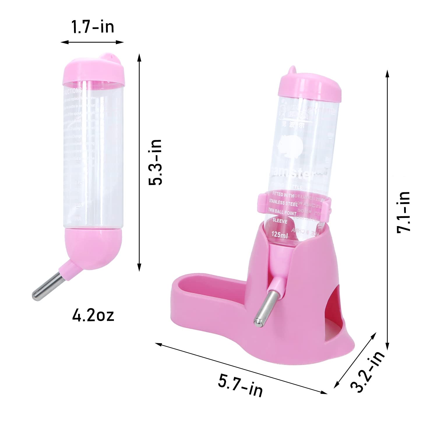 Wontee pink water bottle adds color while fitting cages and terrariums