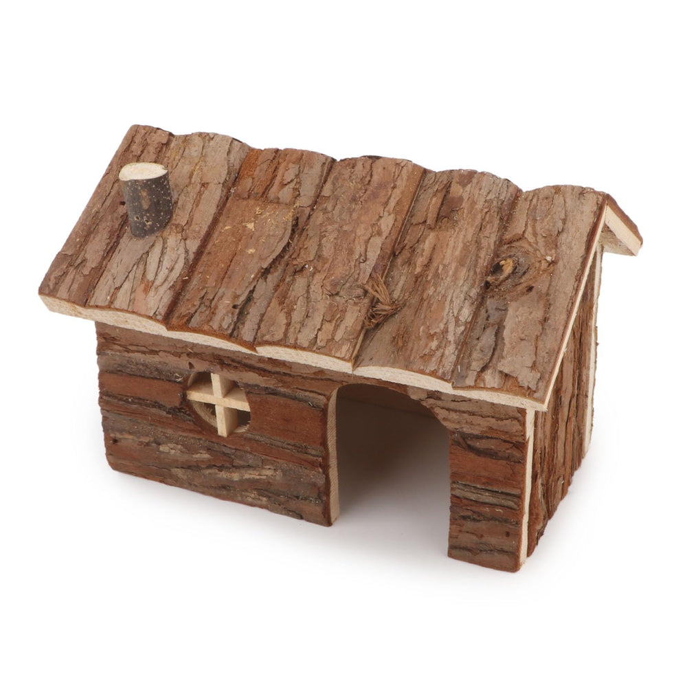 Wontee hamster wood house packaging and size guide display helps choosing the right fit.