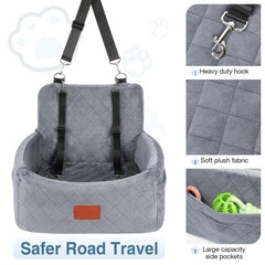 Wooaidagg dog car seat adjustable straps showcased for secure travel.