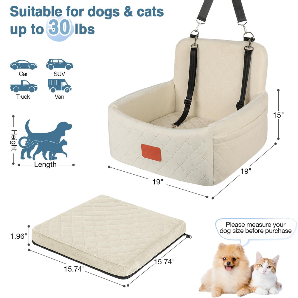Wooaidagg dog car seat shown in front seat use for small dogs