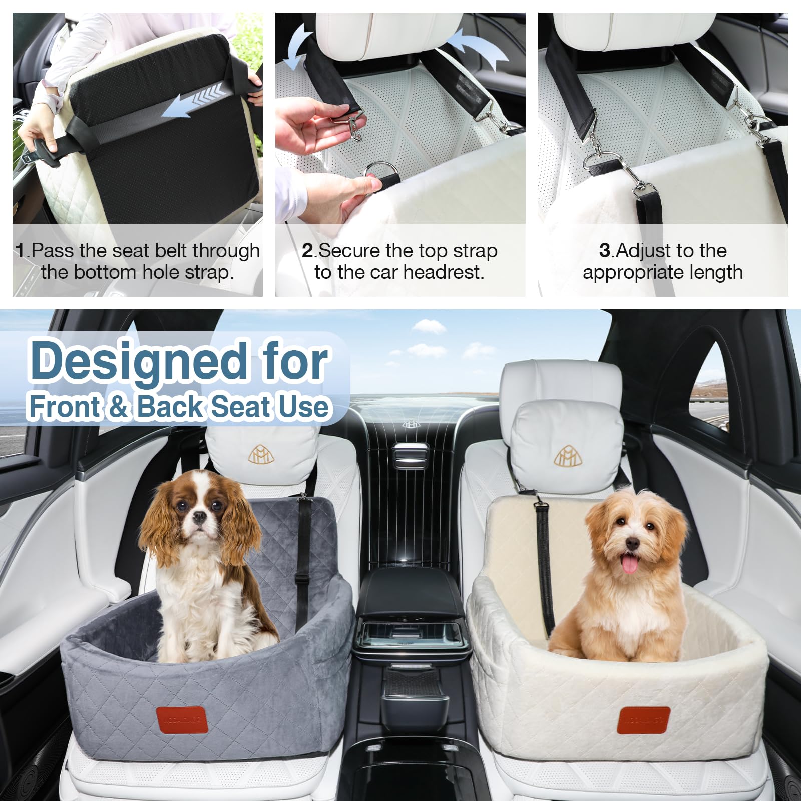 Wooaidagg dog car seat with storage pockets for travel essentials