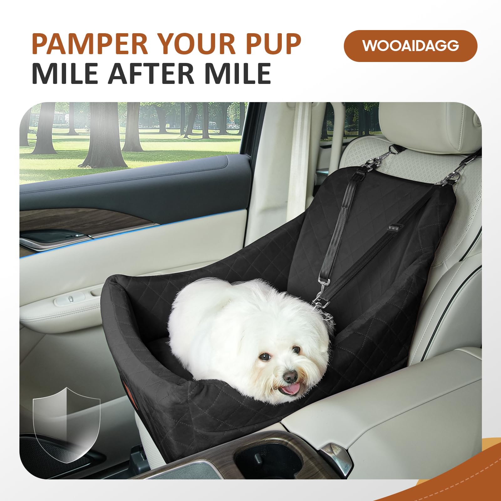 Wooaidagg Dog Car Seat bottom harness anchors for stability