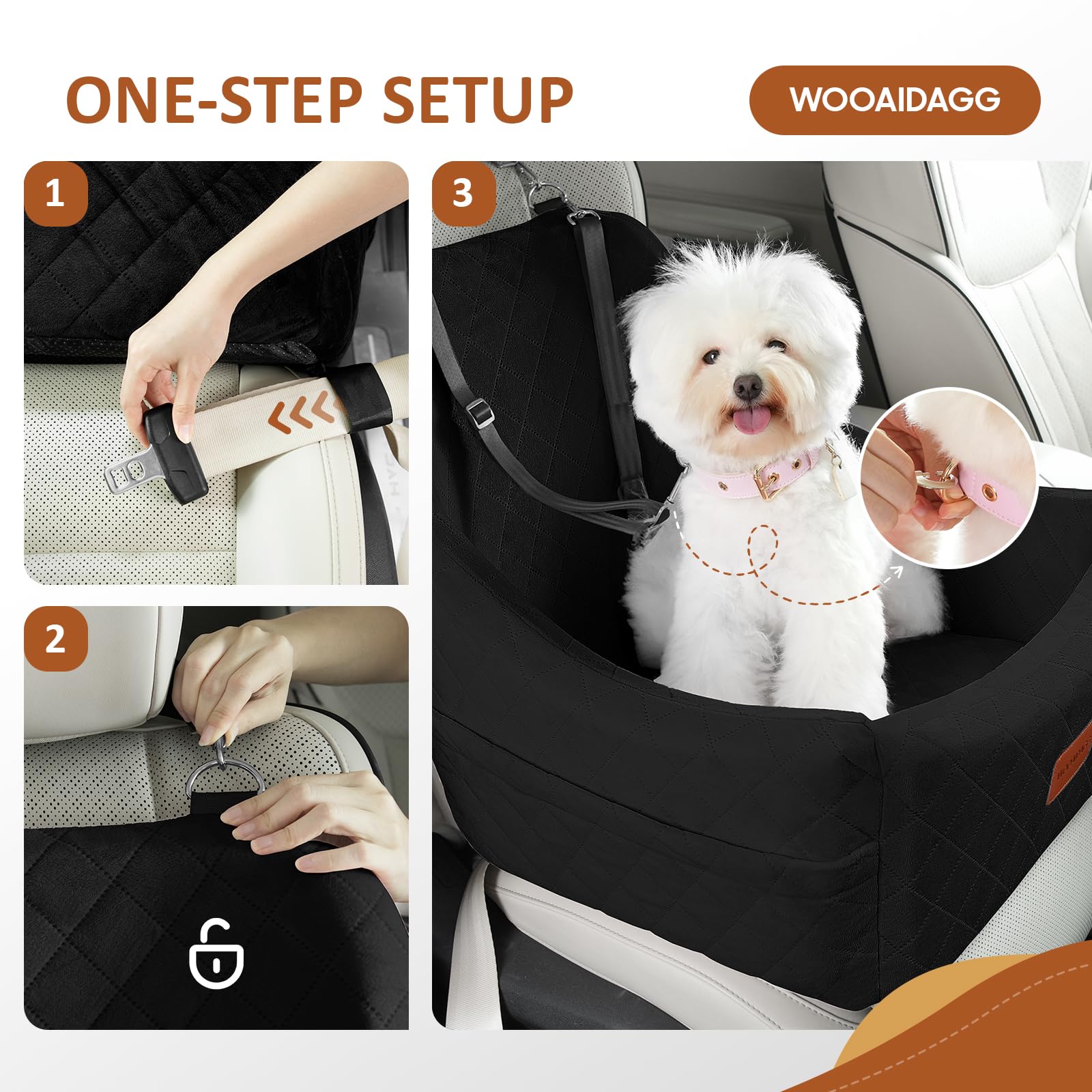 Wooaidagg Dog Car Seat detachable washable cover simplifies cleaning