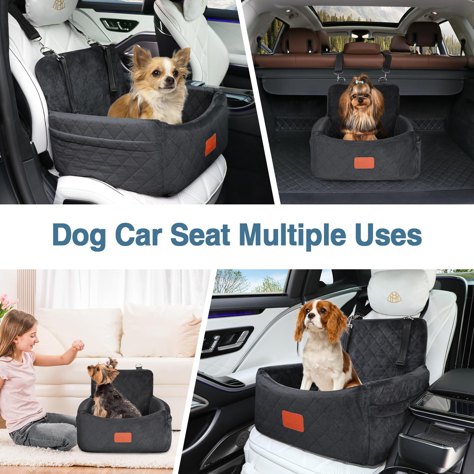 Wooaidagg dog car seat in-car use demonstrates versatile travel setup