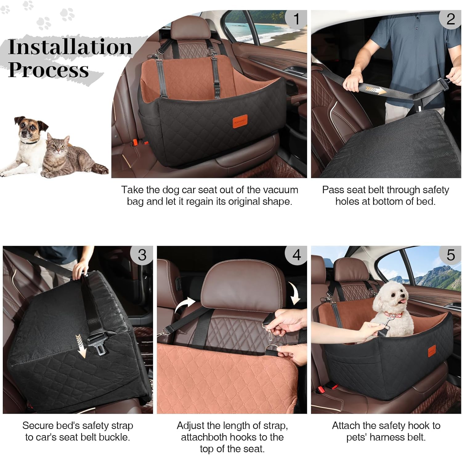 Wooaidagg dog-car-seat-in-use-car demonstrates booster in action for larger dogs