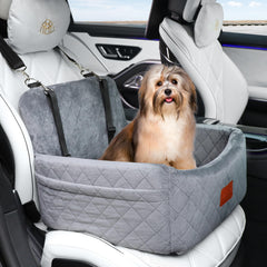 Wooaidagg dog car seat memory foam cushion demonstrates plush support for small dogs.