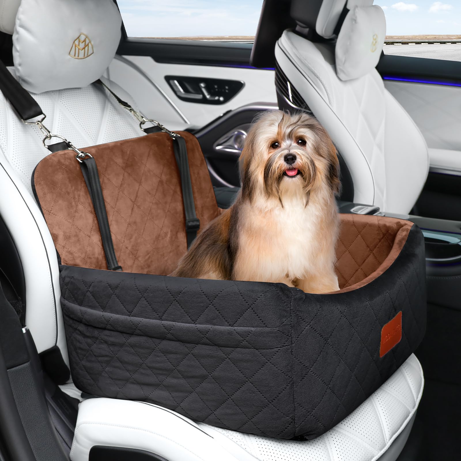 Wooaidagg dog car seat memory foam cushions small dogs during trips.