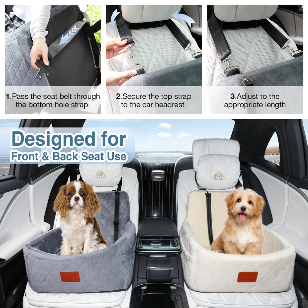 Wooaidagg dog car seat front and rear seat compatibility shown.
