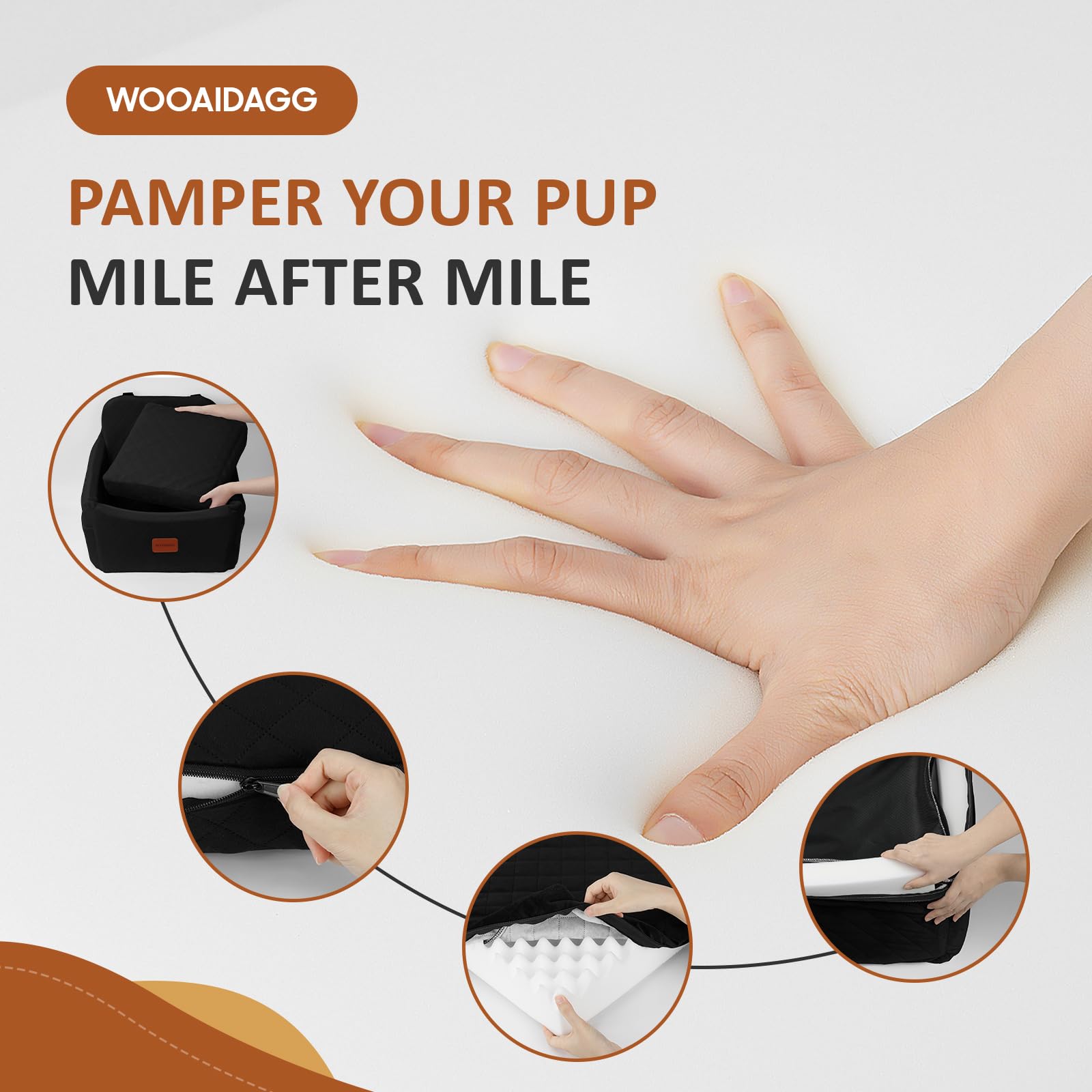 Wooaidagg Dog Car Seat safety leash channel keeps dogs secure