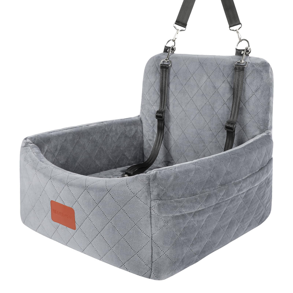 Wooaidagg dog car seat with soft fabric close-up, offering comfort during travel.