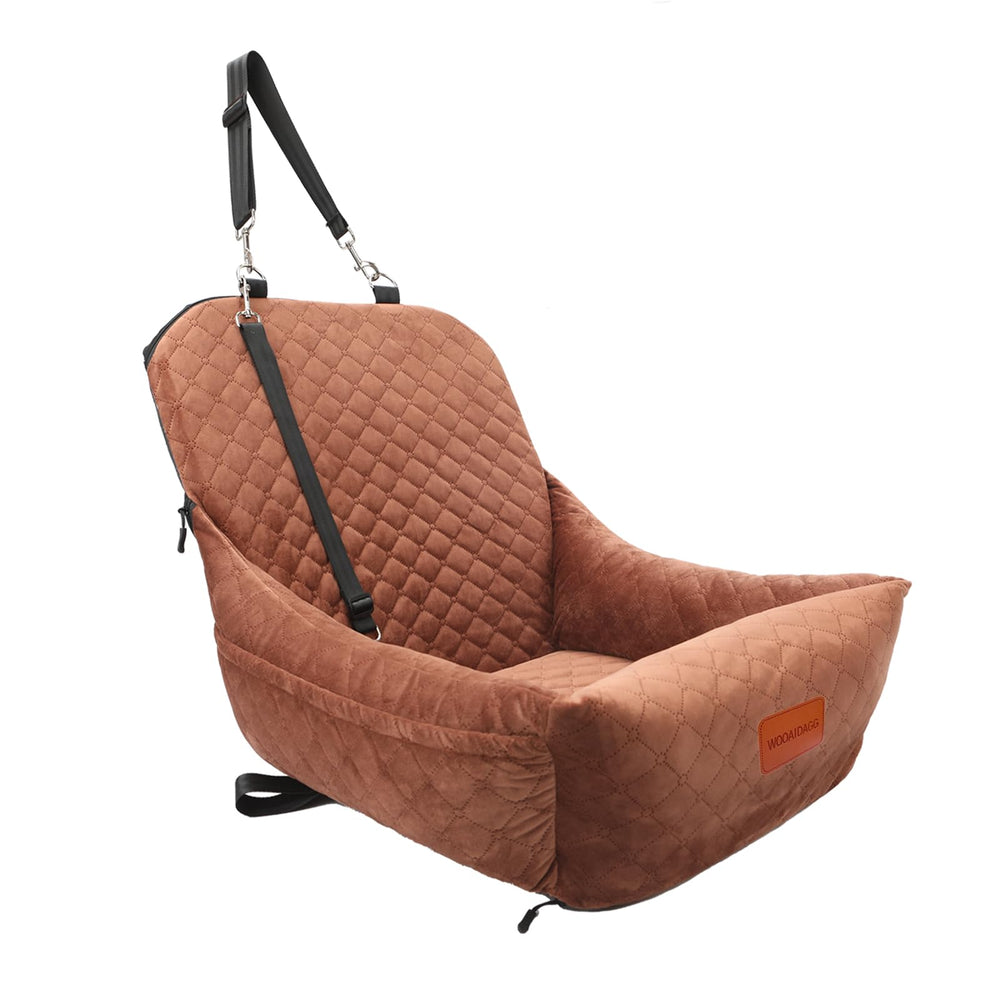 Wooaidagg dog car seat soft plush fabric offers cozy comfort for small dogs.