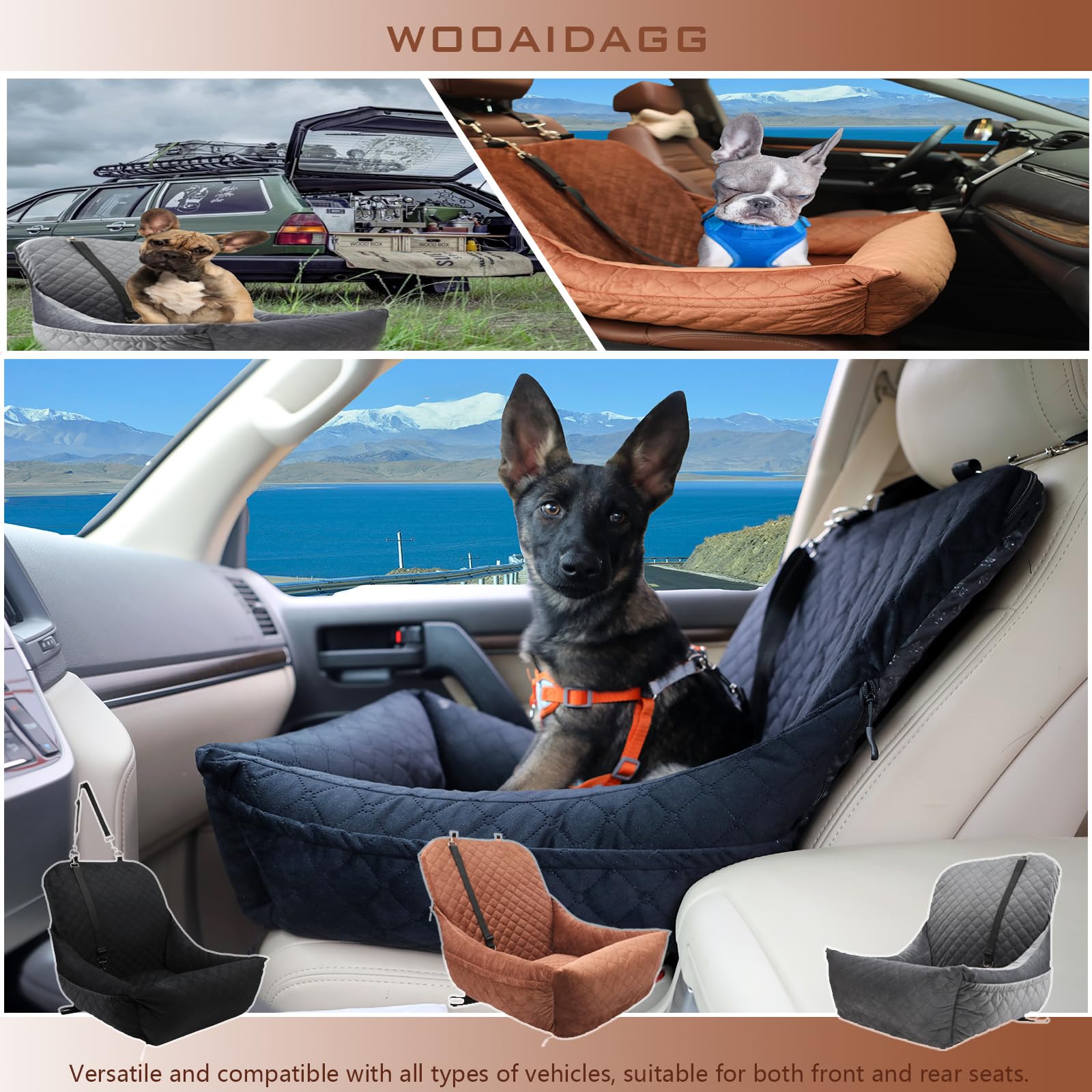 Wooaidagg dog car seat storage pockets keep essentials within reach.