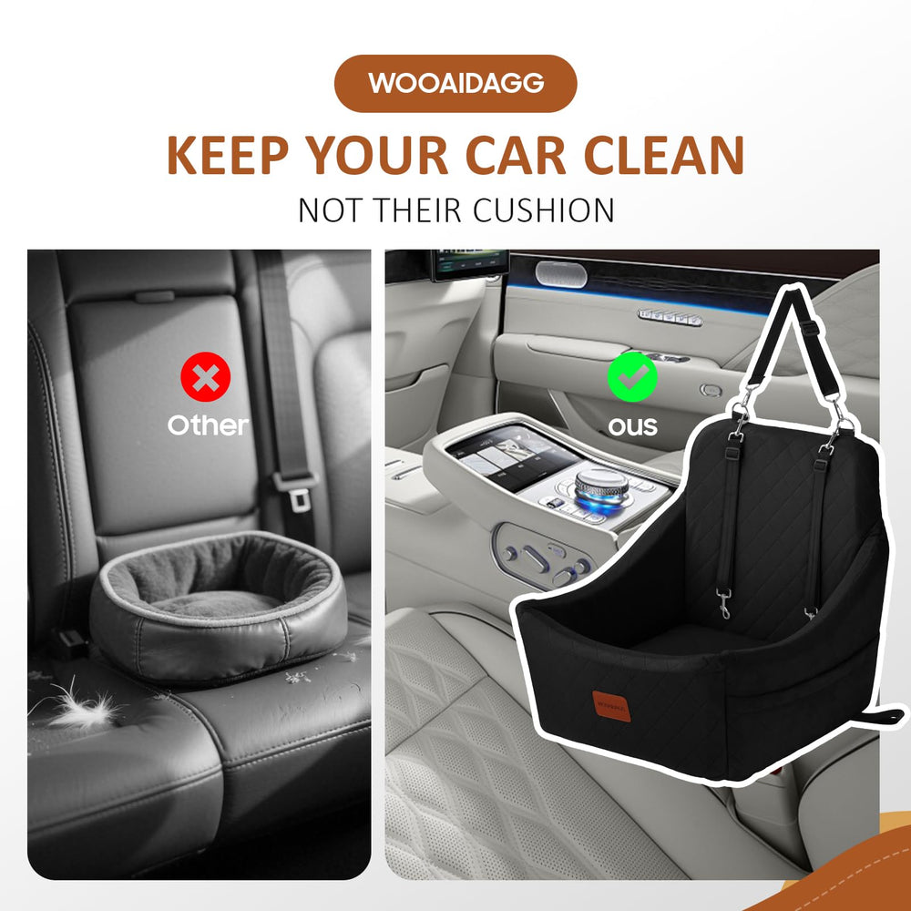 Wooaidagg Dog Car Seat three straps enable quick, secure setup