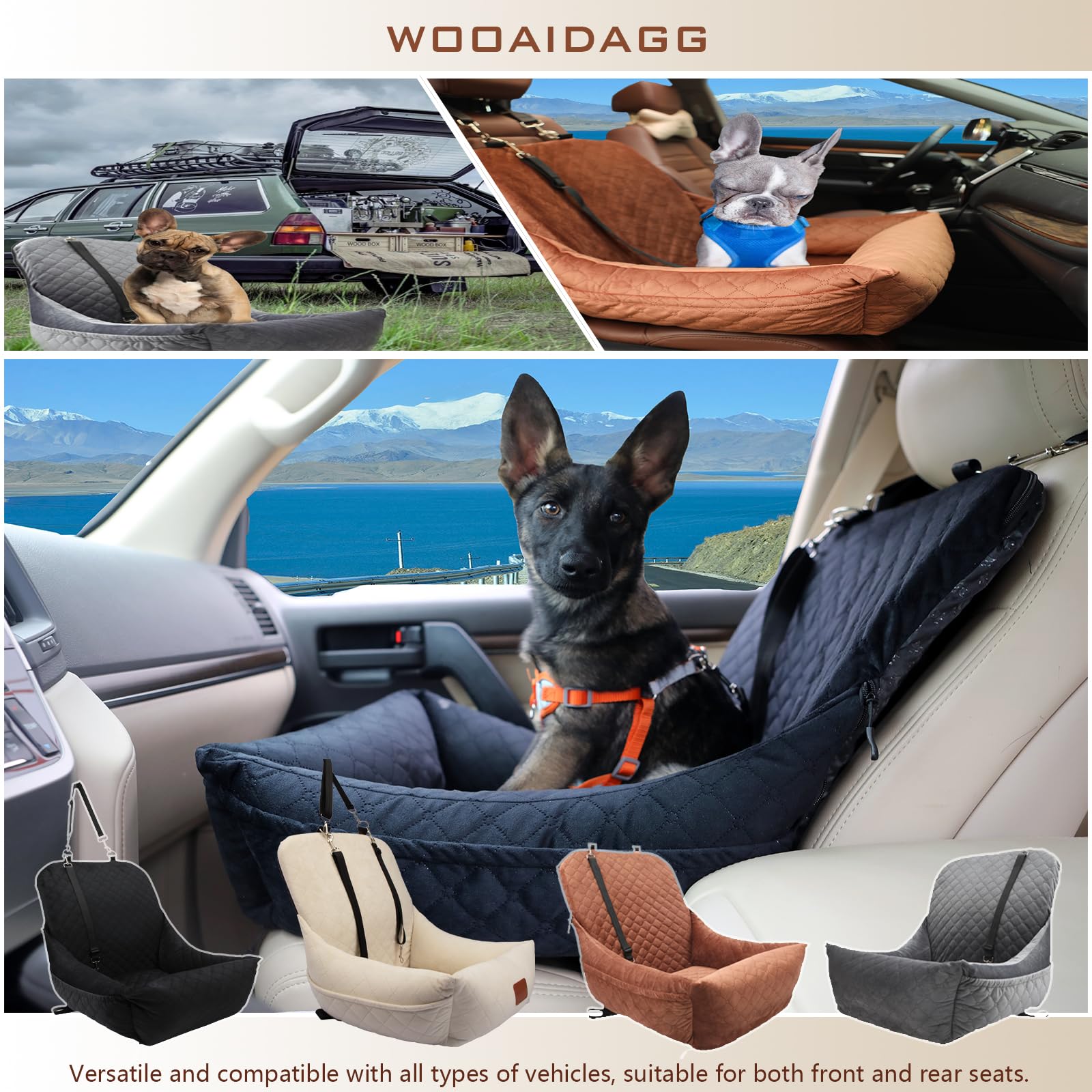 Wooaidagg dog car seat in beige is washable for simple cleaning.