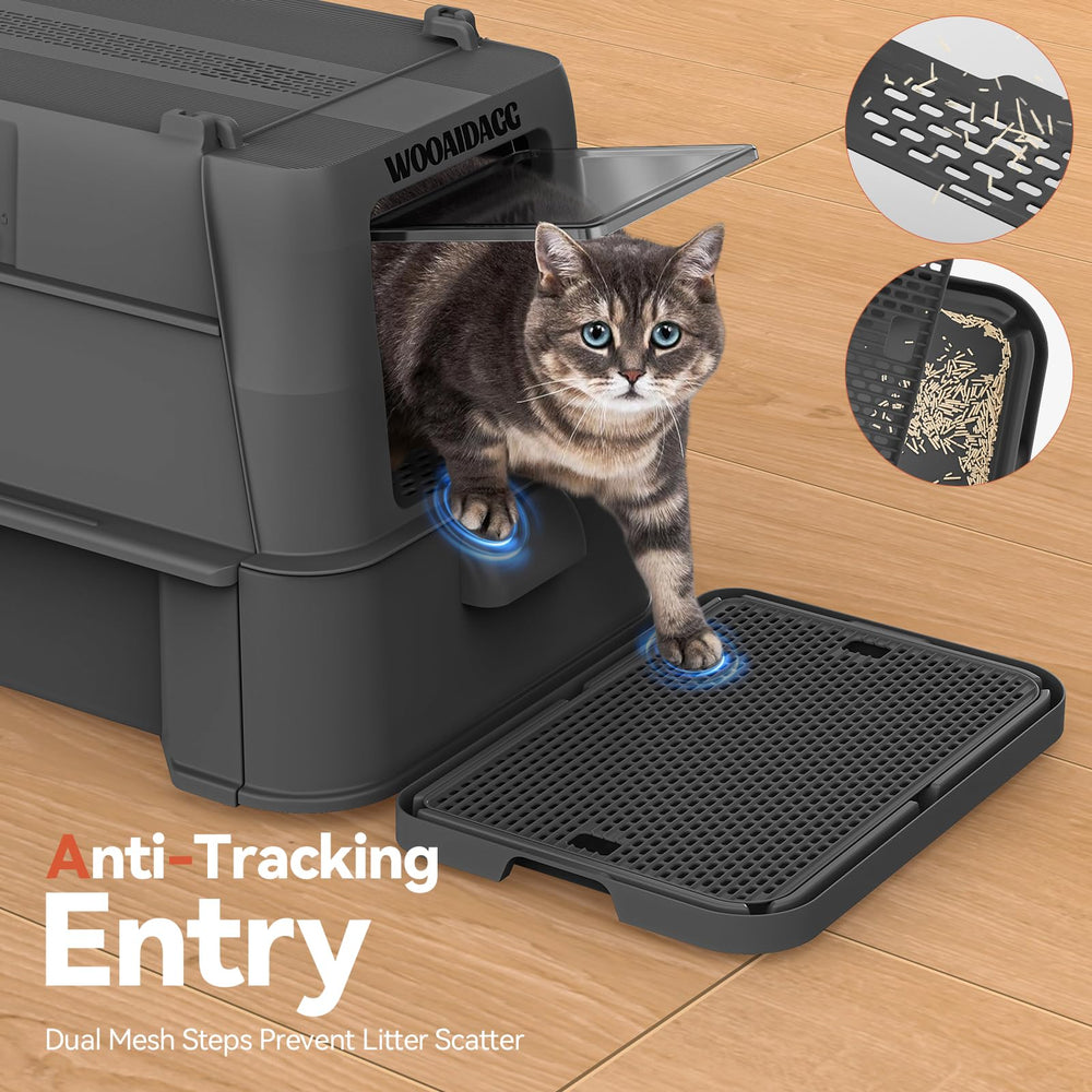 Wooaidagg XL litter box, 25x17x16.5 inches, fits larger cats.